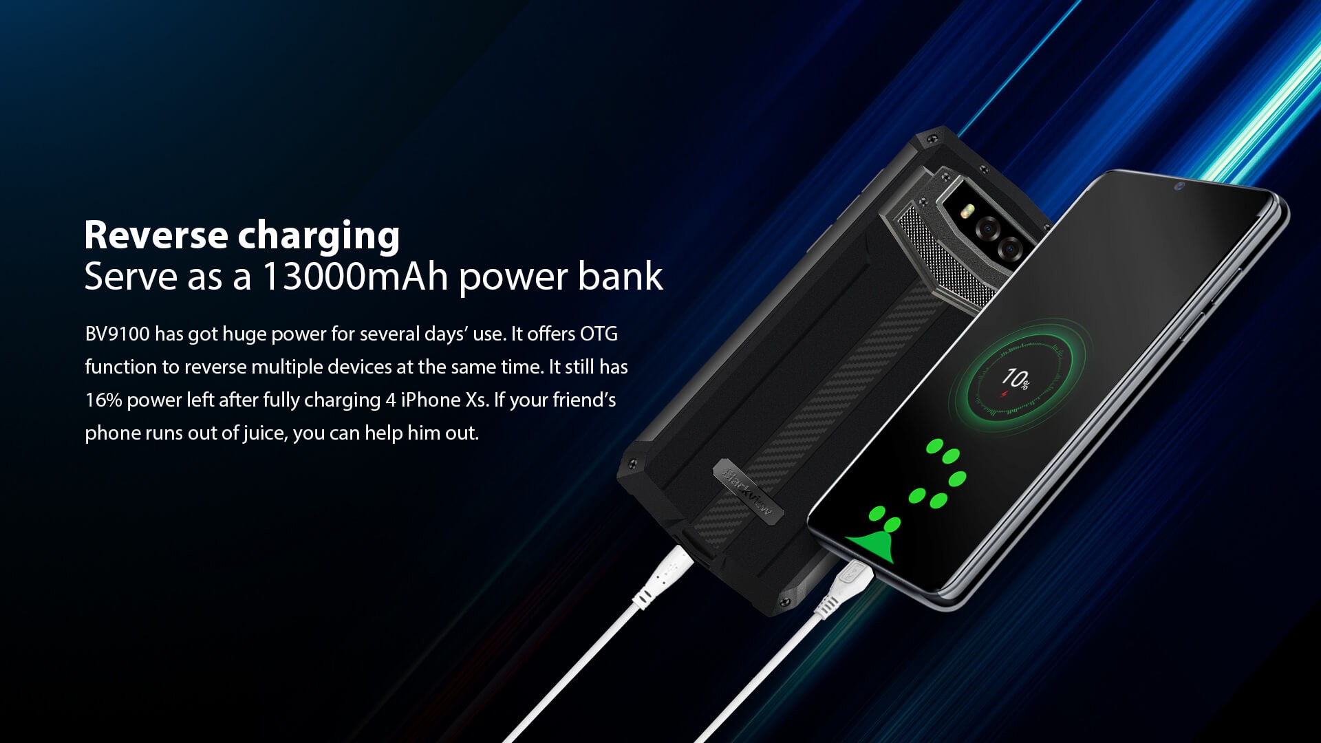 Режим раздачи энергии смартфона Blackview BV9100 Blackview BV9100 - раздача энергии